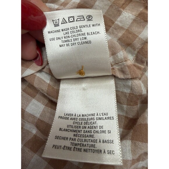 Holding Horses Anthropologie Devon Gingham Popover Peasant Blouse Size 6 - Picture 9 of 10